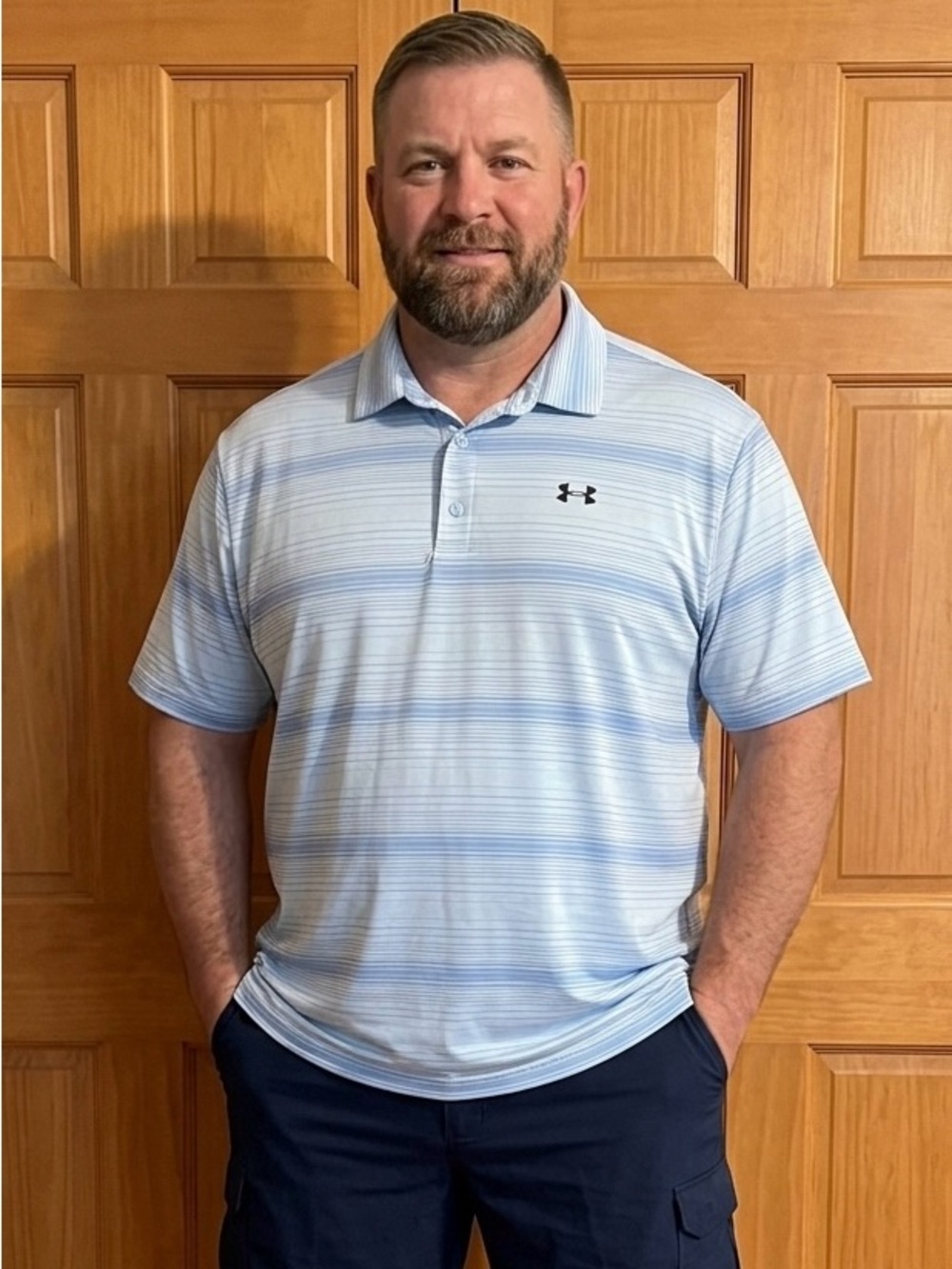 Under Armour Play Off Polo Shirt Men's XXL Blue Striped Collared Golf Activewear